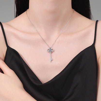 Vintage 3.5cm Key Pendant 1/2CT Moissanite Necklace