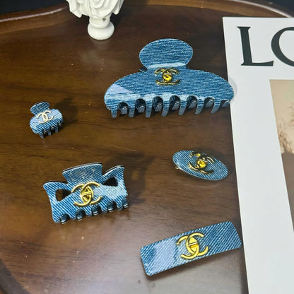 Chanel Denim Blue Hair Pins (Set: 5Pcs Total as the Main Pic)